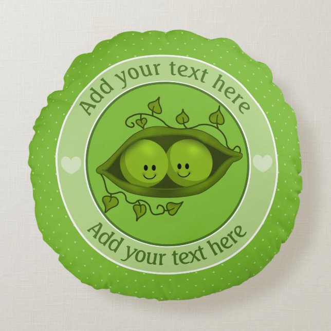 Almofada Redonda Dois Ervilhas Num Pod Personalizado (Frente)