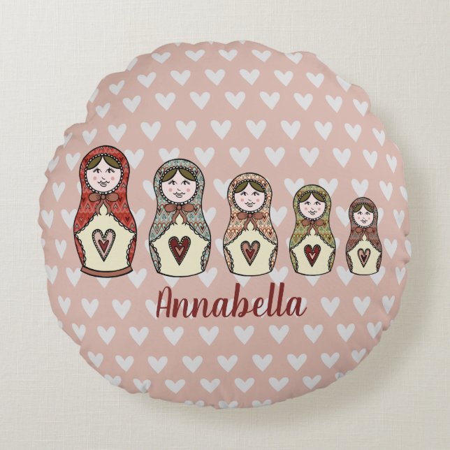 Almofada Redonda Doll Matryoshka Cushion Personalizado (Frente)