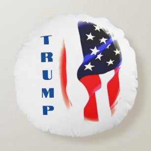 Almofada Redonda Donald Trump American Flag Pop Art