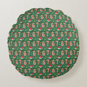 Almofada Redonda Doodle Festivo 6-7 Meme Natal