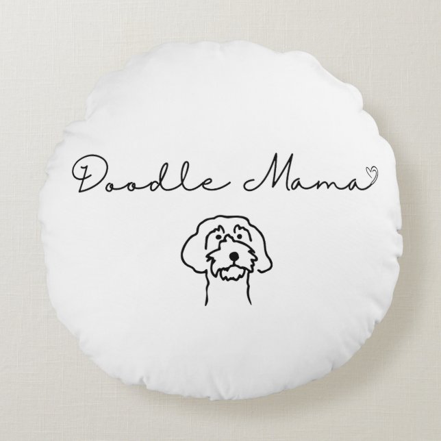 Almofada Redonda Doodle Mama Round Travesseiro (Frente)