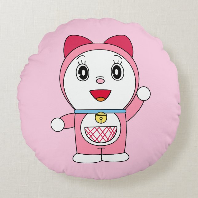 Almofada Redonda Doraemi Rosa Fanart de Doraemon Anime (Frente)