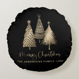 Almofada Redonda Dourada árvore de Natal elegante Feliz Natal