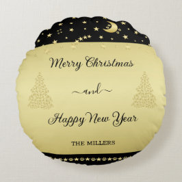 Almofada Redonda Douradas estrelas brilhantes de Natal, patas em ou