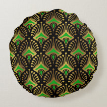 Dourado e verde Art Deco, padrão sem descontinuida