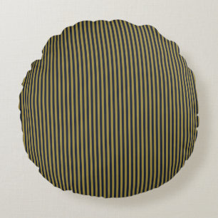Almofada Redonda Dourado fino Elegante e Marinho Vertical Strips Ve