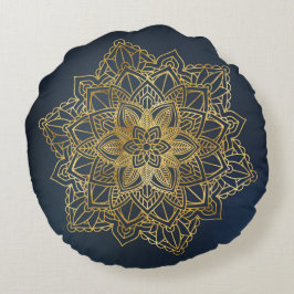 Almofada Redonda Dourado Mandala