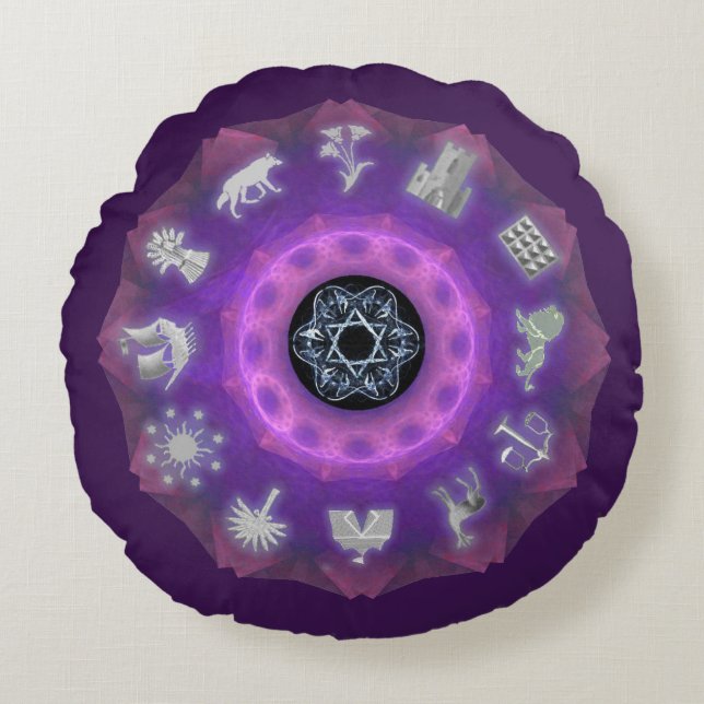 Almofada Redonda Doze tribos (Frente)