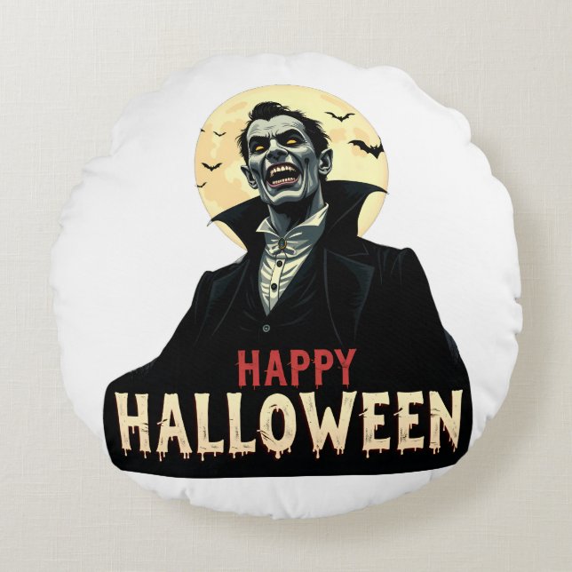 Almofada Redonda Dracula Deseja Uma Noite Estranho (Frente)