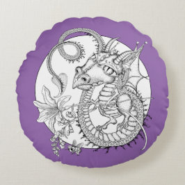 Almofada Redonda Dragão familiar: Coloração de DIY por Sonja A.S.