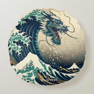 Almofada Redonda Dragão Mítico Japonês Fantasy