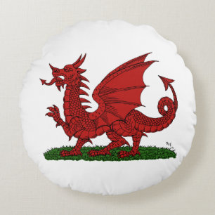 Almofada Redonda Dragão Vermelho de Gales