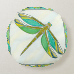 Almofada Redonda Dragonfly Luminosa Pastel por Vanna Lam