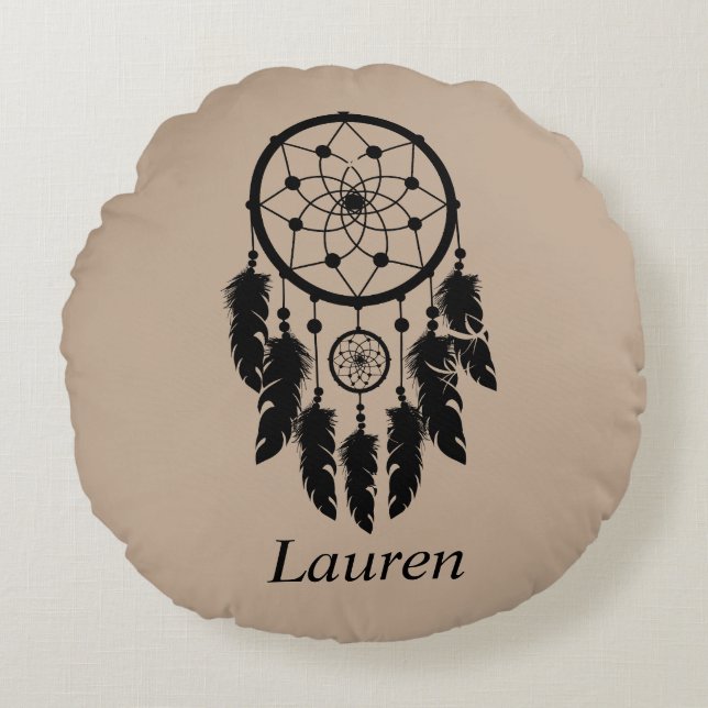 Almofada Redonda Dream Catcher, Mocha, Travesseiro redondo (Frente)