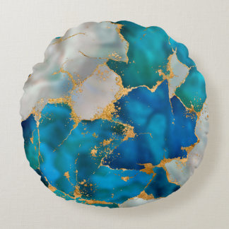 Almofada Redonda Dreamy Blue, Teal, pearl and Gold
