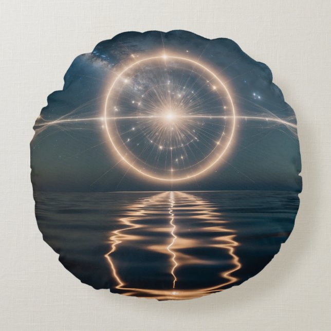 Almofada Redonda Dreamy Watercolor travesseiro com Whimsical Ban Bl (Frente)