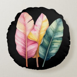 Almofada Redonda Drei Bananen Blätter in Pastellfarben