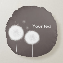 Almofada Redonda Duas Dandelions Taupe Rústico Campo Casa