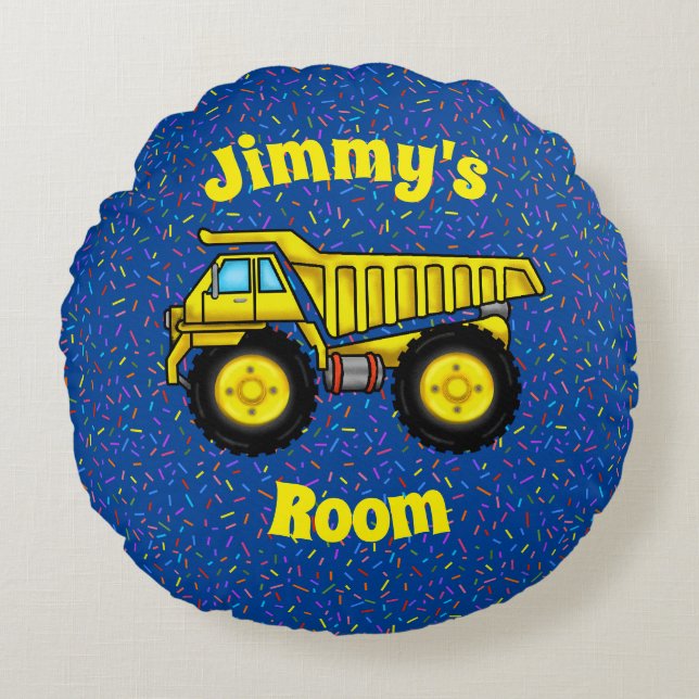 Almofada Redonda Dump Truck Round Throw Pillow (Frente)