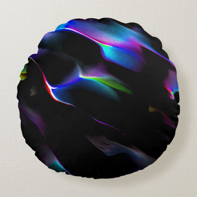Almofada Redonda Dunas coloridas sob escuridão noturna (Frente)