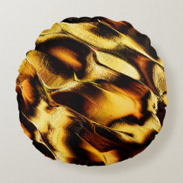 Almofada Redonda Dunas grossas em ouro queimado ou laranja amarelad