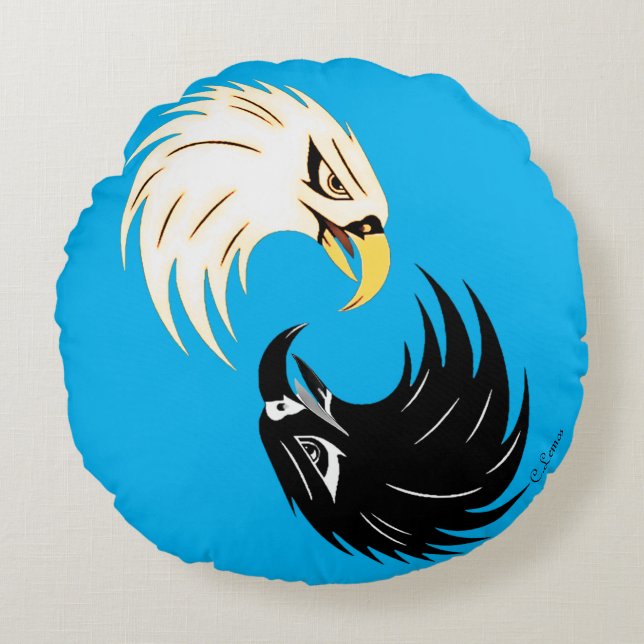 Almofada Redonda "Eagle Eye" Round Pillow - Blue (Frente)