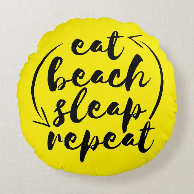 Almofada Redonda Eat Beach Sleep Repeat Beach Lover (Frente)