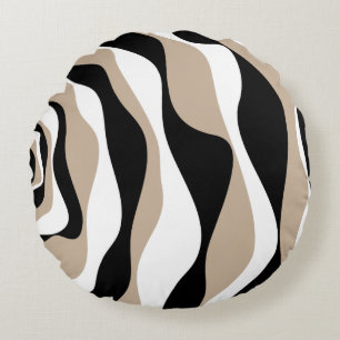Almofada Redonda Ebb e Fluxo 4 - Taupe, Preto e Branco