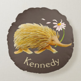 Almofada Redonda Echidna watercolor travesseiro de arte