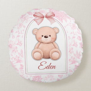 Almofada Redonda Éden Design de Enfermeiro de Urso Rosa Personali