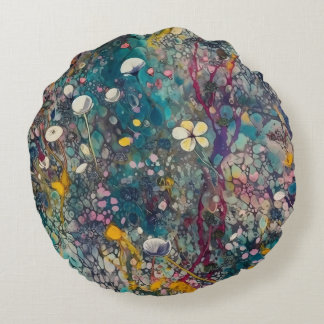 Almofada Redonda Eethal Wildflower Dreams Abstrato Art Design