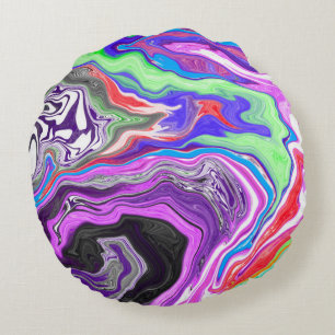 Almofada Redonda Efeito de pintura torácica Marble Arte digital