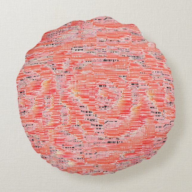 Almofada Redonda Efeito mosaico estreito do salmão e do pêssego (Verso)