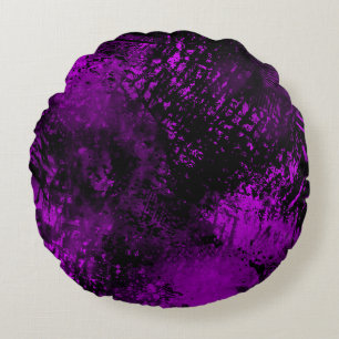 Almofada Redonda Efeito Splatter de Tinta roxo e Preto