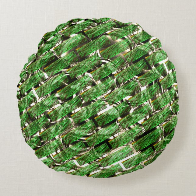 Almofada Redonda Efeito verde claro na parede e bolhas esbranquiçad (Frente)
