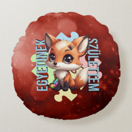 Almofada Redonda Egyedinek születtem – kedves róka design