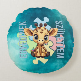 Almofada Redonda Egyedinek születtem – kedves zsiráfos design