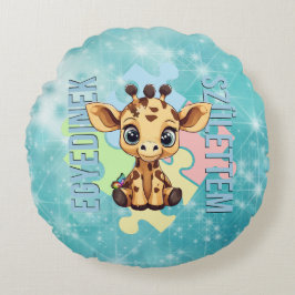 Almofada Redonda Egyedinek születtem – kedves zsiráfos design