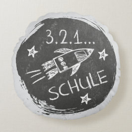 Almofada Redonda Einschulung - Schulanfang - Rakete auf Tafel |