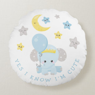 Almofada Redonda Elefante Azul Eu Sei Que Sou Bonito Texto Menino N