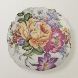 Almofada Redonda Elegância: Travesseiro redondo inspirado na porcel