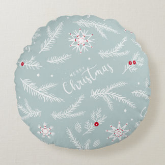 Almofada Redonda Elegant Christmas Pillow with Pine & Script