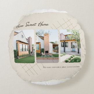 Almofada Redonda Elegant Custom Home Photo Collage Round Pillow"