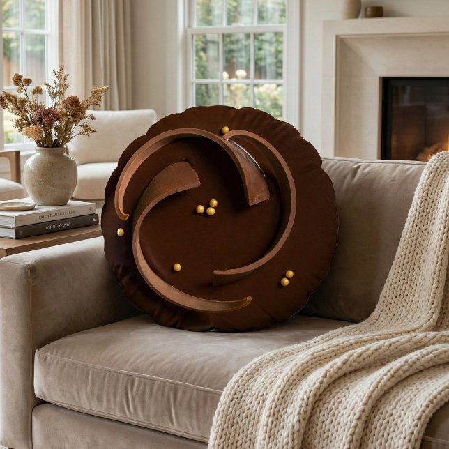 Almofada Redonda Elegant Gourmet Dark Chocolate Truffle Decadent (Criador carregado)