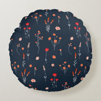 Almofada Redonda Elegant Navy Floral Round Pillow