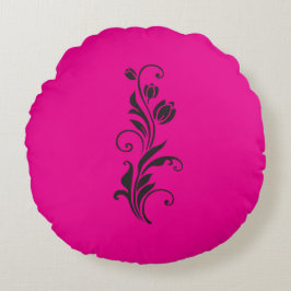 Almofada Redonda Elegant Ornamental Floral Flower Art