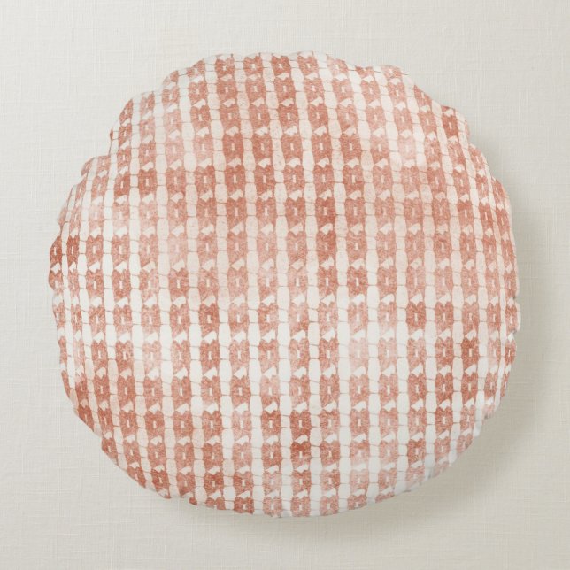 Almofada Redonda Elegant, Rose Gold Checkered Pattern (Frente)
