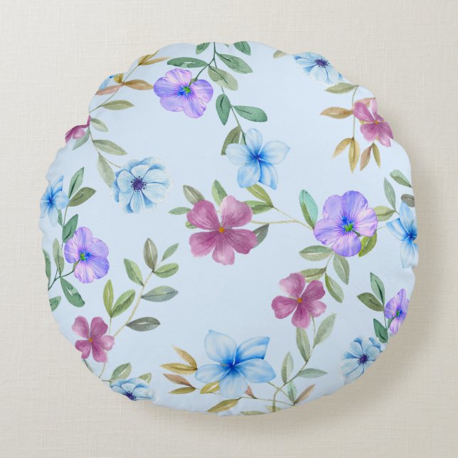 Almofada Redonda Elegante Aquarela Travesseiro redondo plano (Frente)