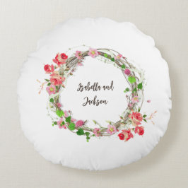 Almofada Redonda elegante casal de recém-casados nome floral person