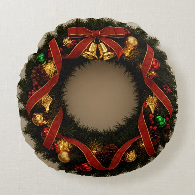 Almofada Redonda Elegante Floral Wreath Round Travesseiro - Cozy Ho (Frente)